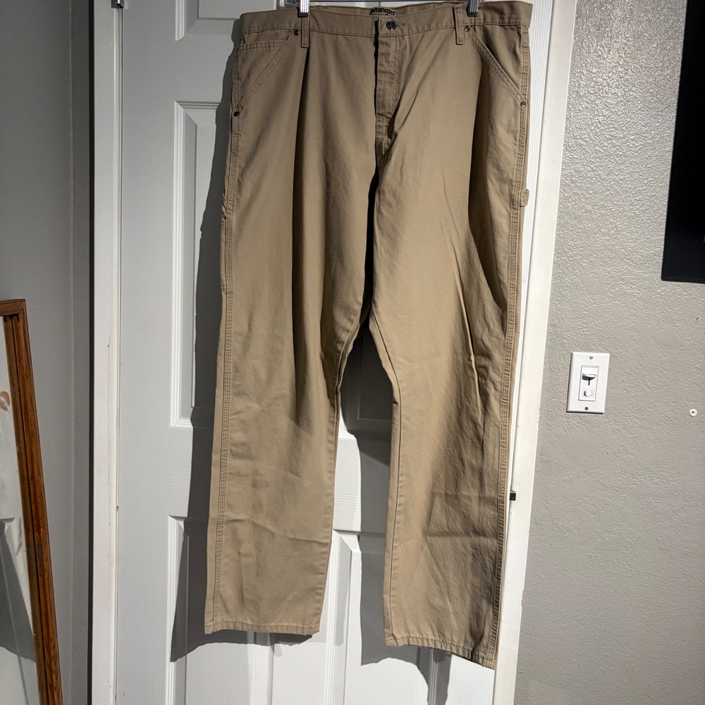 Wrangler Authentics Mens Carpenter Pants 40x34 Khaki Tan Cotton ZM400WT